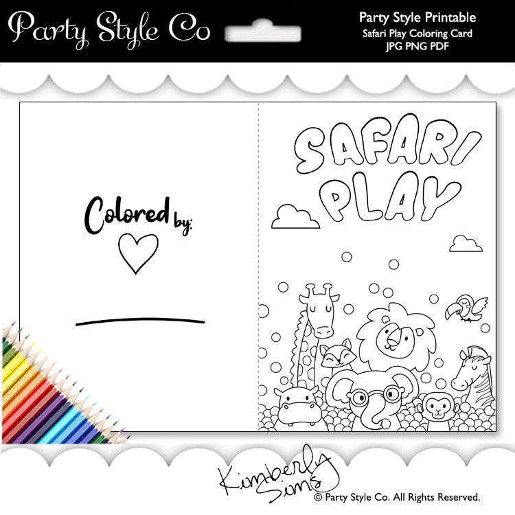 Safari Play Coloring Card