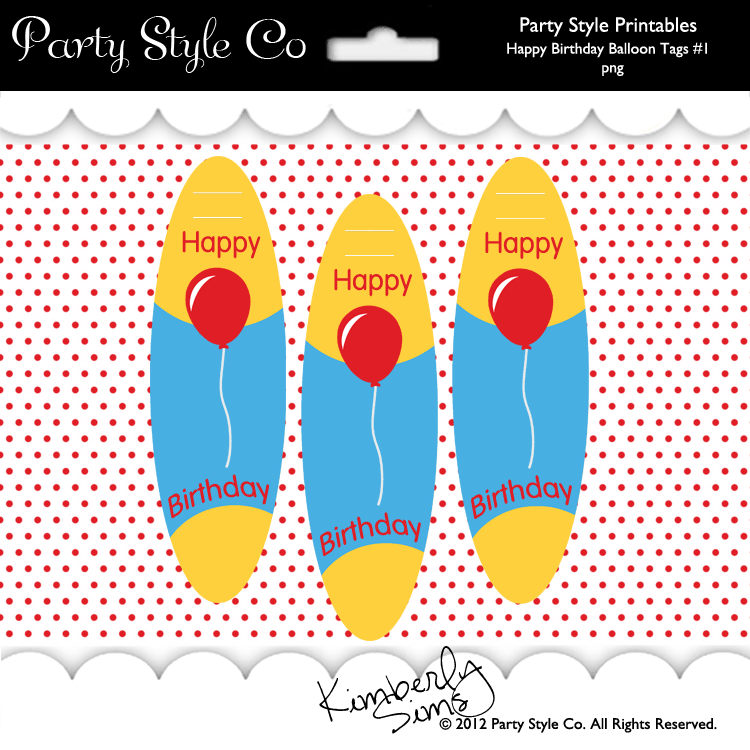 Happy Birthday Balloon Tags #1