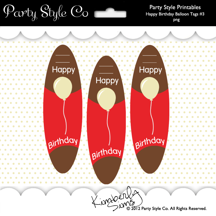 Happy Birthday Balloon Tags #3